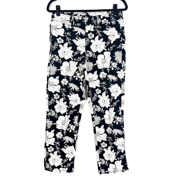 CAMBIO black and white floral cropped skinny jeans Z7 - Picture 1 of 9